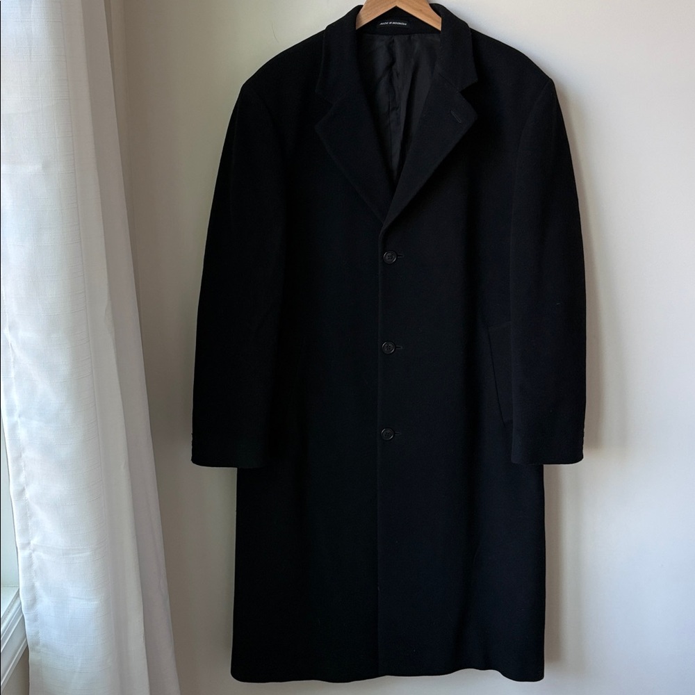 Lauren Ralph Lauren Parma Cashmere Blend Overcoat Coat Black Lined Size 42L